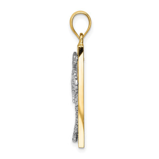 14k Two-Tone Gold Palm Tree Pendant