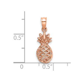 14k Rose Gold Polished 3D Pineapple Pendant