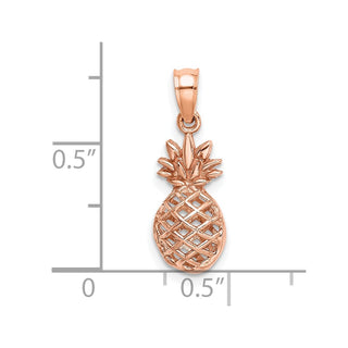 14k Rose Gold Polished 3D Pineapple Pendant