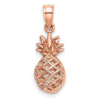 14k Rose Gold Polished 3D Pineapple Pendant