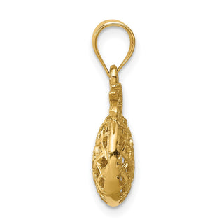 14k Yellow Gold Polished and Diamond-cut 3D Pineapple Pendant