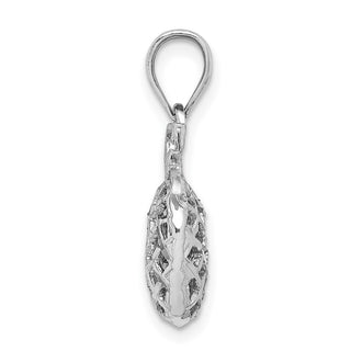 14k White Gold Polished and Diamond-cut 3D Pineapple Pendant
