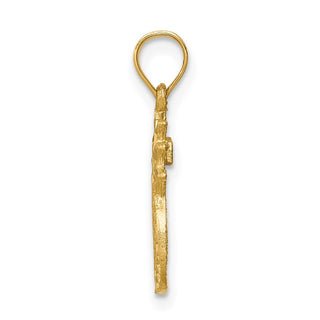14k Yellow Gold Brushed and Diamond-cut Pineapple Pendant
