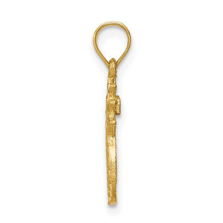 14k Yellow Gold Brushed and Diamond-cut Pineapple Pendant
