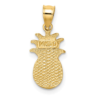 14k Yellow Gold Brushed and Diamond-cut Pineapple Pendant