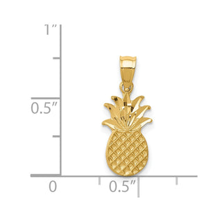 14k Yellow Gold Brushed and Diamond-cut Pineapple Pendant