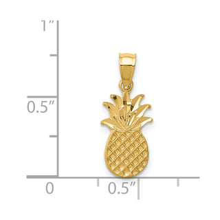 14k Yellow Gold Brushed and Diamond-cut Pineapple Pendant