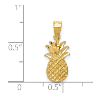 14k Yellow Gold Brushed and Diamond-cut Pineapple Pendant