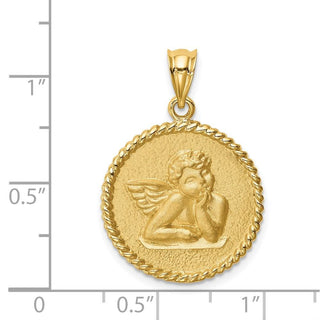 14k Yellow Gold Brushed Angel Pendant