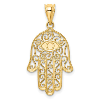 14k Yellow Gold Polished And Enameled Hamsa Pendant