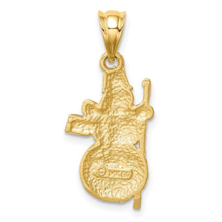 14k Yellow Gold Diamond-cut Brushed and Polished Snowman Pendant