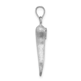 Mens 14k White Gold Brushed 3D Italian Horn Pendant