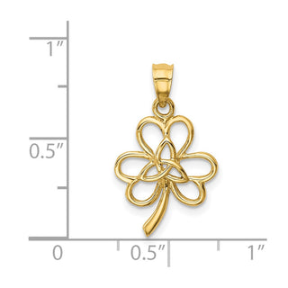 14k Yellow Gold Polished Trinity Clover Pendant