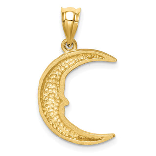 14k Yellow Gold Satin Diamond-Cut Moon Pendant D4586