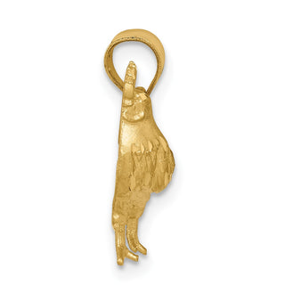 14k Yellow Gold Satin Diamond-Cut Rooster Pendant