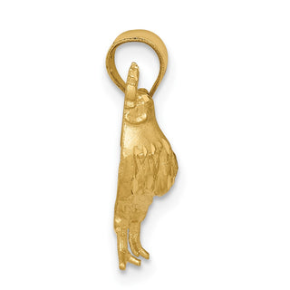 14k Yellow Gold Satin Diamond-Cut Rooster Pendant
