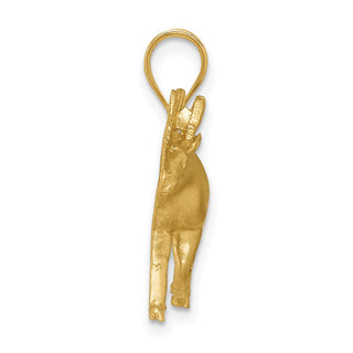 14k Yellow Gold Brushed and Diamond-cut Alaskan Moose Pendant