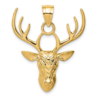 14k Yellow Gold Polished Deer Head Pendant D4596