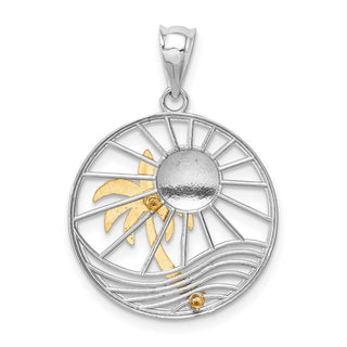 14k Two-Tone Gold Polished Sunset Pendant