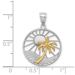 14k Two-Tone Gold Polished Sunset Pendant