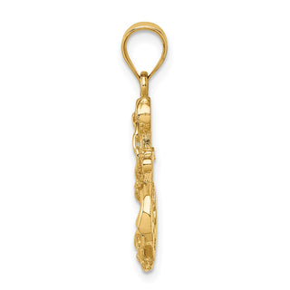 14k Yellow Gold Polished Anchor and Chain Pendant