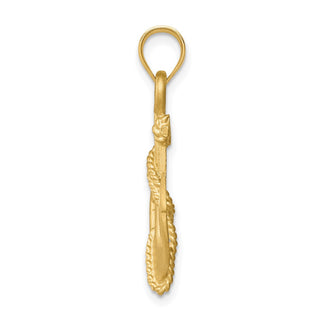14k Yellow Gold Brushed and Diamond-cut Anchor Pendant