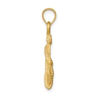 14k Yellow Gold Brushed and Diamond-cut Anchor Pendant
