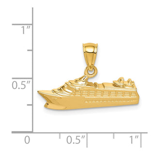14k Yellow Gold Polished Cruse Ship Pendant