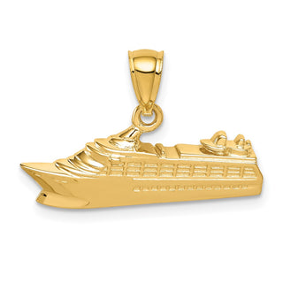 14k Yellow Gold Polished Cruse Ship Pendant