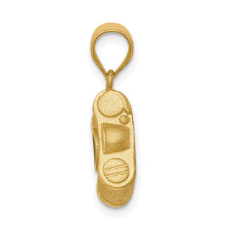 14k Yellow Gold Brushed and Polished Enameled Camera Pendant