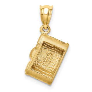 14k Yellow Gold Brushed and Polished Enameled Camera Pendant