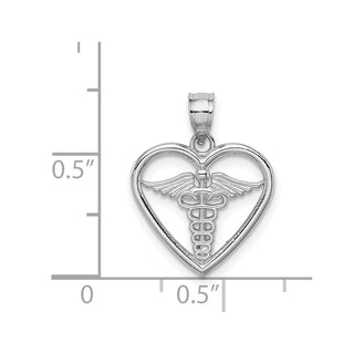 14k White Gold Polished Medical Heart Pendant