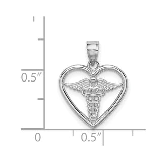 14k White Gold Polished Medical Heart Pendant