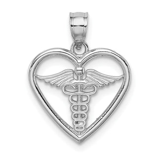 14k White Gold Polished Medical Heart Pendant