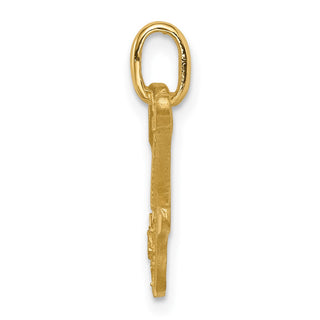 14k Yellow Gold Brushed and Diamond-cut Guitar Pendant