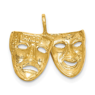 14k Yellow Gold Polished Comedy/Tragedy Theater Masks Pendant