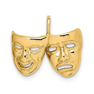14k Yellow Gold Polished Comedy/Tragedy Theater Masks Pendant