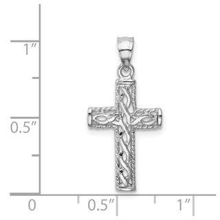 14k White Polished Braided Cross Pendant