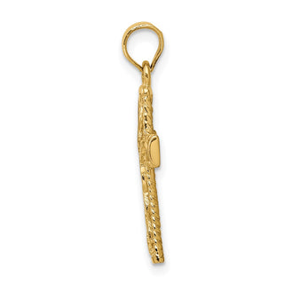 14k Yellow Gold Polished Braided Cross Pendant D4642