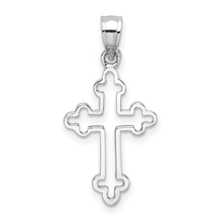 14K White Gold Polished Cross Pendant D4651
