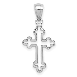 14K White Gold Polished Cross Pendant D4651