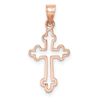 14K Rose Gold Polished Cross Pendant D4653
