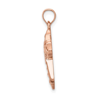 14K Rose Gold Polished Cross Pendant D4654