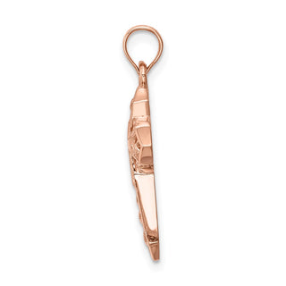 14K Rose Gold Polished Cross Pendant D4654