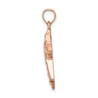 14K Rose Gold Polished Cross Pendant D4654