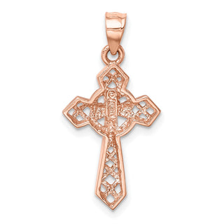 14K Rose Gold Polished Cross Pendant D4654