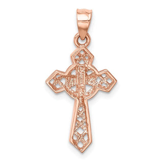 14K Rose Gold Polished Cross Pendant D4654