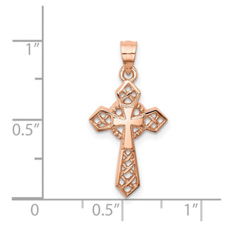 14K Rose Gold Polished Cross Pendant D4654