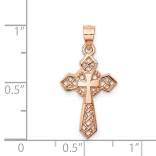 14K Rose Gold Polished Cross Pendant D4654