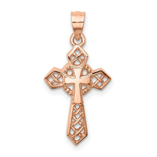 14K Rose Gold Polished Cross Pendant D4654